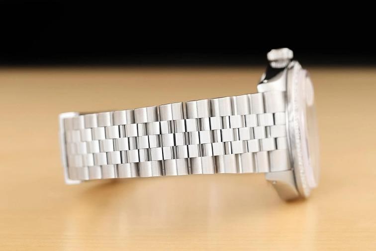 ROLEX OYSTER PERPETUAL DATE 1500 34MM STAINLESS STEEL SILVER DIAMOND WATCH - 8