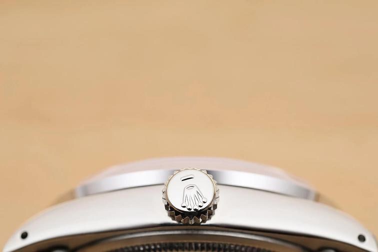 ROLEX OYSTER PERPETUAL DATE 1500 34MM STAINLESS STEEL SILVER DIAMOND WATCH - 9