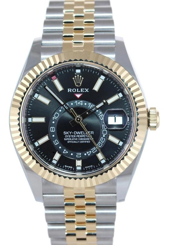2021 NEW PAPERS Rolex Sky-Dweller 326933 Black Two Tone Yellow Gold Jubilee - 2