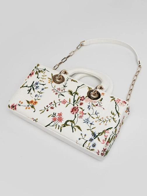 Christian Dior White Aligator Petites Fleurs Lady D-Joy Bag - 3