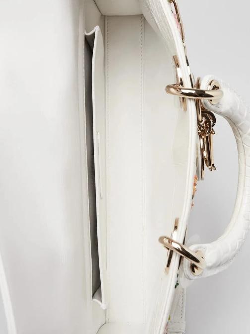 Christian Dior White Aligator Petites Fleurs Lady D-Joy Bag - 9