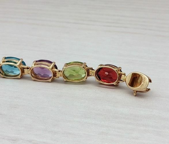 Multi-Stone Colorful Tennis Bracelet In 14k Yellow Gold. - 4