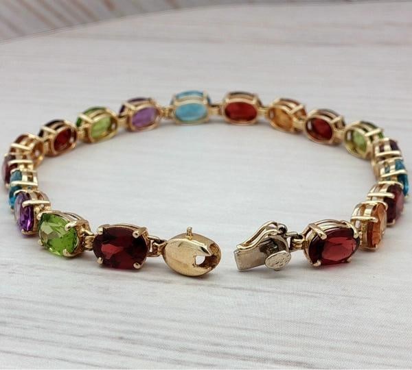 Multi-Stone Colorful Tennis Bracelet In 14k Yellow Gold. - 5
