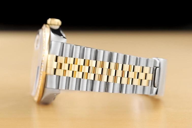 ROLEX DATEJUST 16233 GRAY FACTORY DIAMOND 18K YELLOW GOLD STEEL TWO TONE WATCH - 5