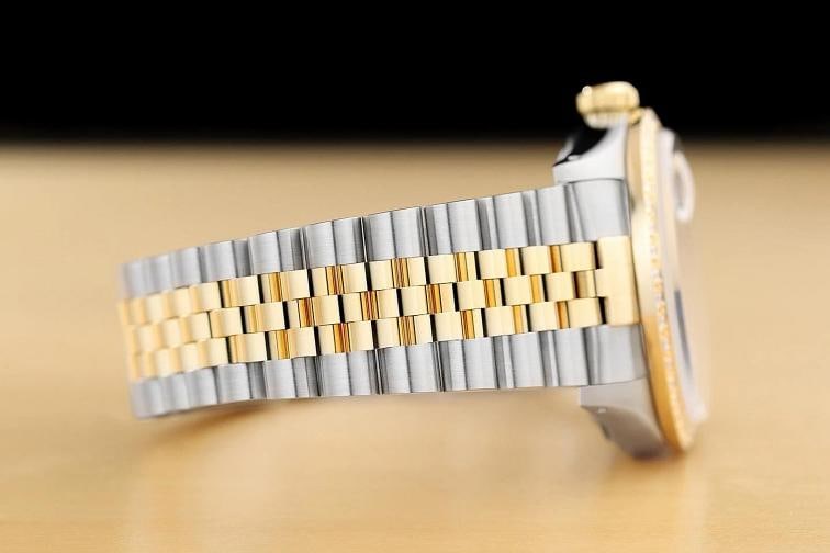 ROLEX DATEJUST 16233 GRAY FACTORY DIAMOND 18K YELLOW GOLD STEEL TWO TONE WATCH - 8