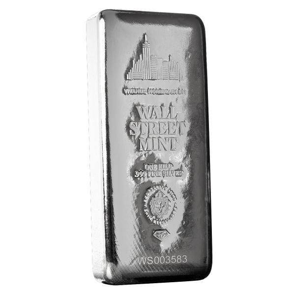 1 Kilo .999 Silver Bar Wall Street Mint Silver Bullion - 32.15 Troy Oz #A512 - 2