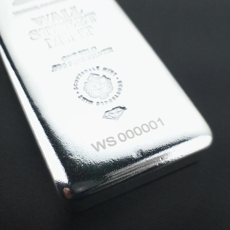 1 Kilo .999 Silver Bar Wall Street Mint Silver Bullion - 32.15 Troy Oz #A512 - 7