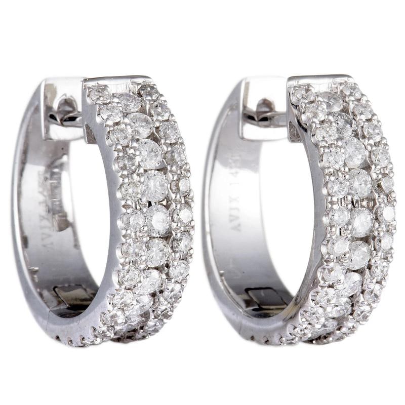 14K White Gold 1.00 ct Diamond Hoop Earrings: Condition: New with packaging: This item is brand new and has never been worn. It still has the original packaging. ,Brand: LB Exclusive,Main Stone: See Description,Metal: 14K White Gold,Metal