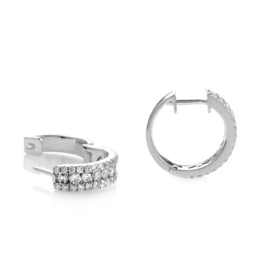 14K White Gold 1.00 ct Diamond Hoop Earrings - 3
