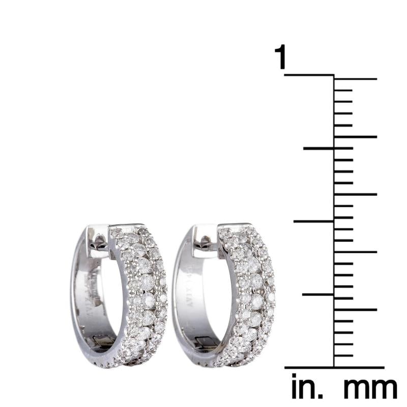 14K White Gold 1.00 ct Diamond Hoop Earrings - 4