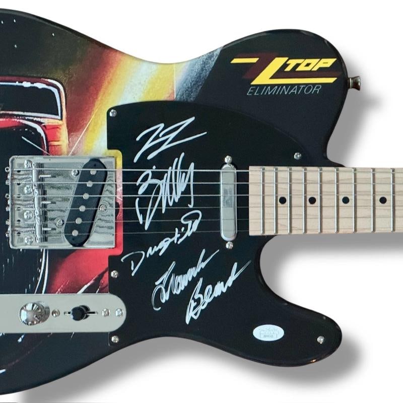 ZZ Top: Billy Gibbons, Frank Beard & Dusty Hill Signed Custom Guitar (JSA COA) - 2