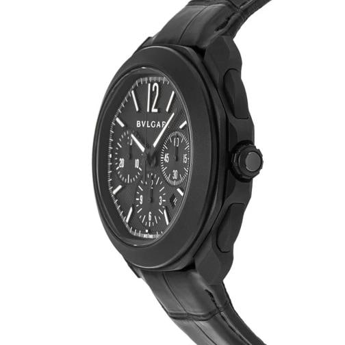 Bvlgari Octo Roma Automatic Black Dial Leather Strap Men's Watch - 3