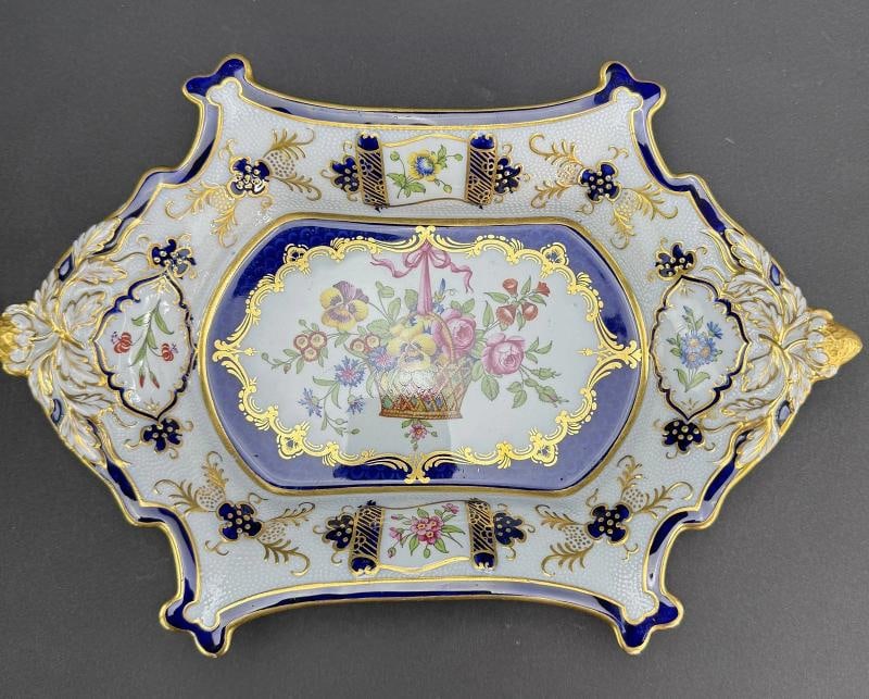 Impressive Antique Copeland Spode Hand Painted Gilt Cobalt Floral Tray or Dish: Condition: Used: An item that has been used previously. The item may have some signs of cosmetic wear, but is fully operational and functions as intended. This item may be a floor model or store retur
