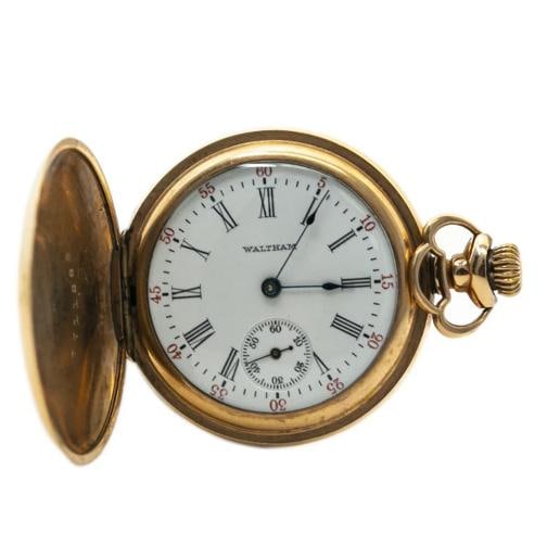 Waltham 7711385 Vintage Pocket Watch 14k Yellow Gold Filled WhiteDial 35mm AS-IS (1 of 5)