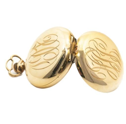 Waltham 7711385 Vintage Pocket Watch 14k Yellow Gold Filled WhiteDial 35mm AS-IS - 3