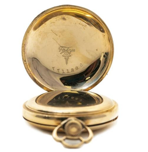 Waltham 7711385 Vintage Pocket Watch 14k Yellow Gold Filled WhiteDial 35mm AS-IS - 4