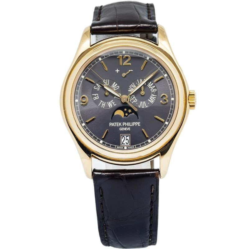 Patek Phillipe Annual Calendar 5146J-010 Yellow Gold Grey Dial Men's Watch 39mm: Case Size 39mm Wrist Fit 7 inches Box No Papers No Condition Ã¢â‚¬â€ Used - Good Full Specifications Brand Rolex Customized No Serial # 570**** Gender Men's