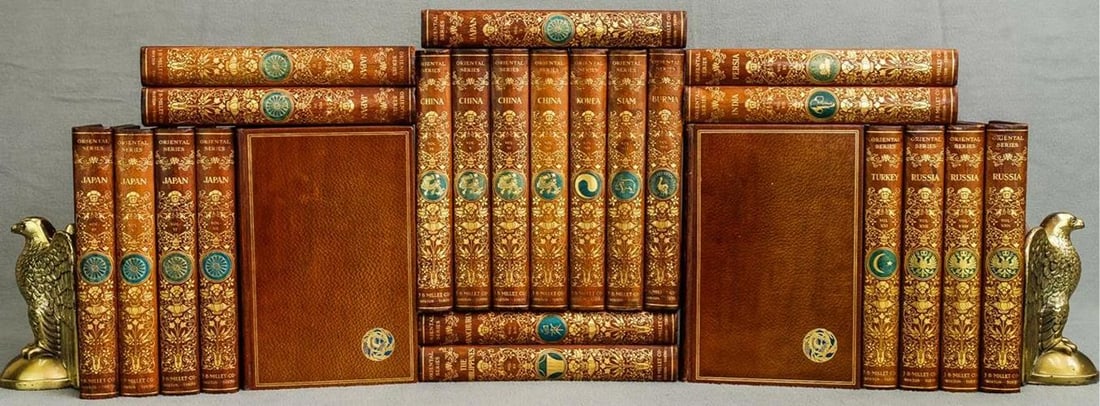 1902 Oriental Series China Russia #20/200 Limited 24 Vol Leather Illustrated 10": Country of Origin: United States,Author: Captain F. Brinkley,Binding: Leather,Language: English,Original/Facsimile: Original,Place of Publication: Boston,Publisher: J. B. Millet Company,Region: North