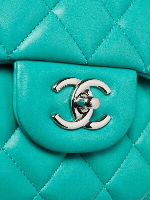 Chanel Green Quilted Lambskin Leather Classic Jumbo Double Flap Bag - 5