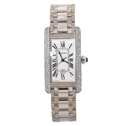Cartier Tank Americaine 1726 WB7026L1 18K WG Auto Diamond Unisex 22.5x40mm: Condition: Pre-owned - Good: This item has been gently used but is in good condition. It might have a few signs of wear, like light scratches or tarnishing. All imperfections should be shown and