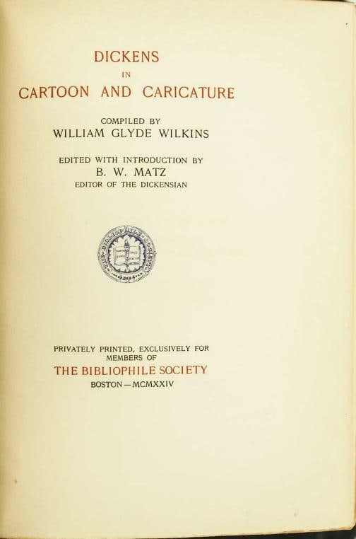 1924 Charles Dickens in Cartoon and Caricature Illustrated Full Leather 9" Tall - 10