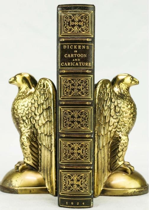 1924 Charles Dickens in Cartoon and Caricature Illustrated Full Leather 9" Tall - 3