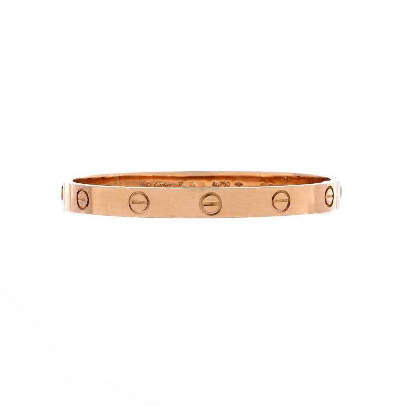 Cartier Love Bracelet 18K Rose Gold: Measurements: Circumference: 6.20 ", Width: 5.95 mm . Condition: Pre-owned - Good,Brand: Cartier,Main Stone: Unknown,Metal: 18K Rose Gold,Metal Purity: 18K,Style: Bracelet,Type: Bracelet,Color: Rose G