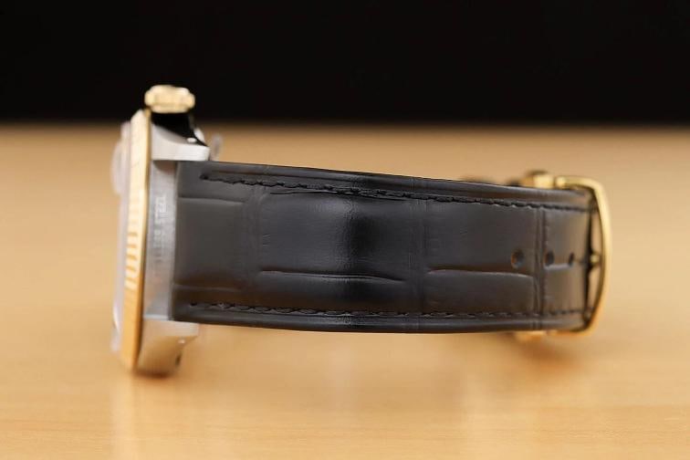 ROLEX MENS DATEJUST 16233 BLACK DIAL 18K YELLOW GOLD STEEL BLACK LEATHER WATCH - 5