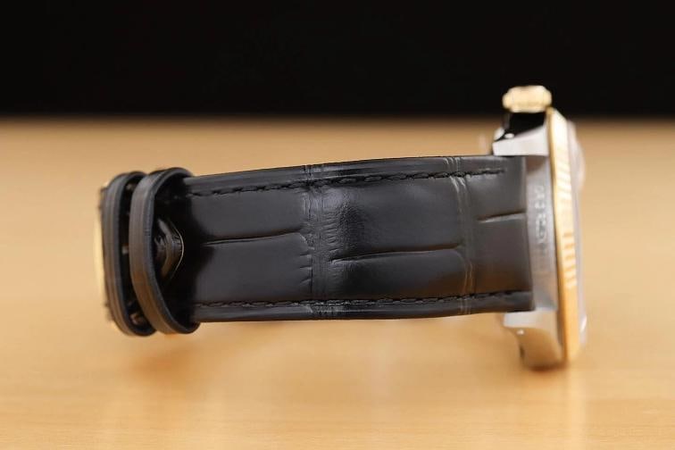 ROLEX MENS DATEJUST 16233 BLACK DIAL 18K YELLOW GOLD STEEL BLACK LEATHER WATCH - 8