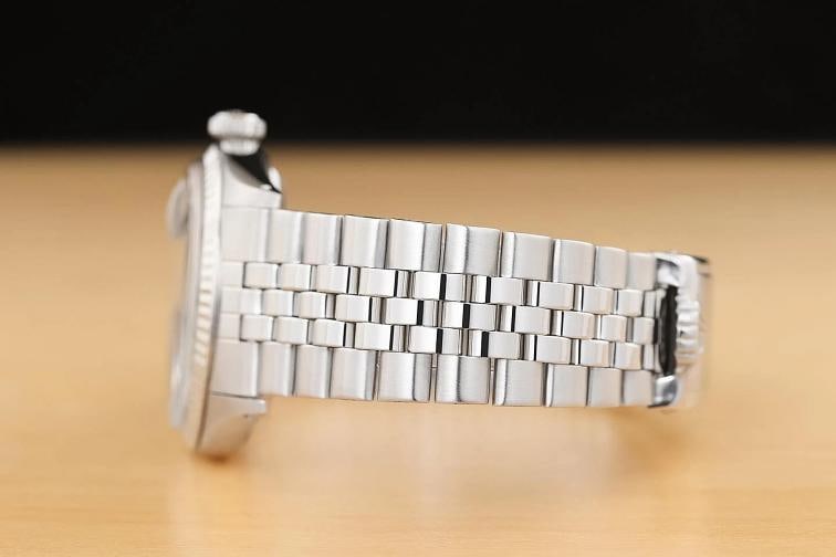 ROLEX DATEJUST 1601 GREEN DIAL 18K WHITE GOLD STEEL FOLDED BRACELET WATCH - 5