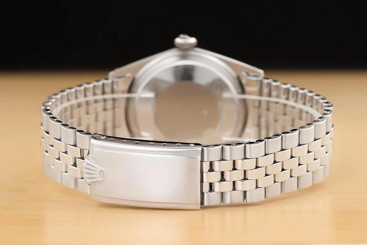 ROLEX DATEJUST 1601 GREEN DIAL 18K WHITE GOLD STEEL FOLDED BRACELET WATCH - 6