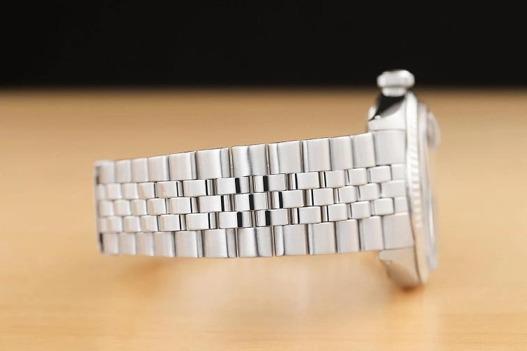 ROLEX DATEJUST 1601 GREEN DIAL 18K WHITE GOLD STEEL FOLDED BRACELET WATCH - 8