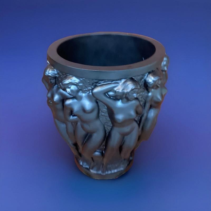 Xl Heavy Art Glass Lalique Style Black Bacchantes Vase H10Ã¢â‚¬Â - 16