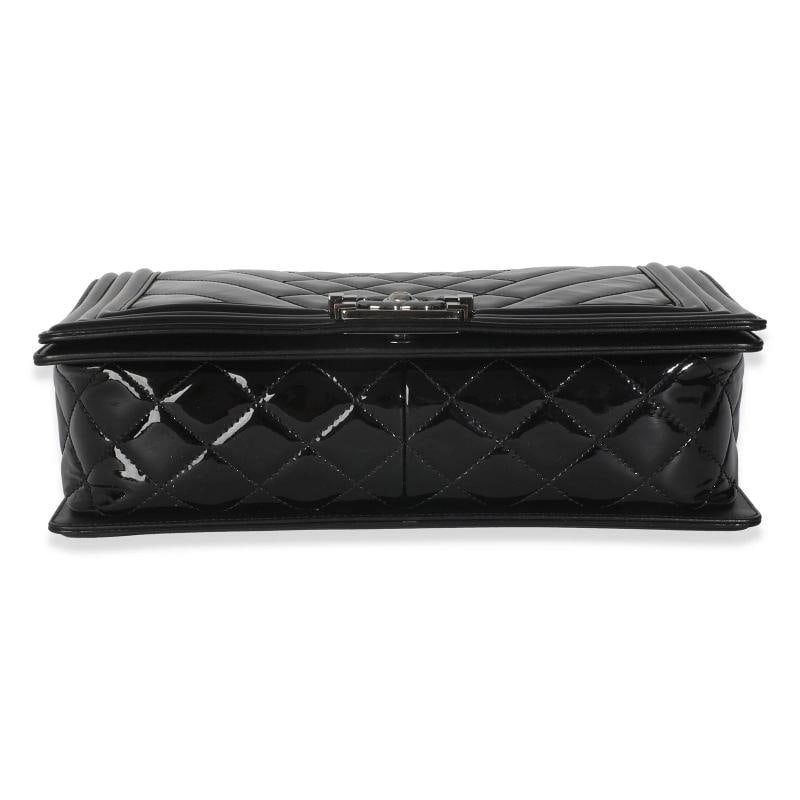 Chanel Black Patent Chevron Old Medium Boy Bag - 9