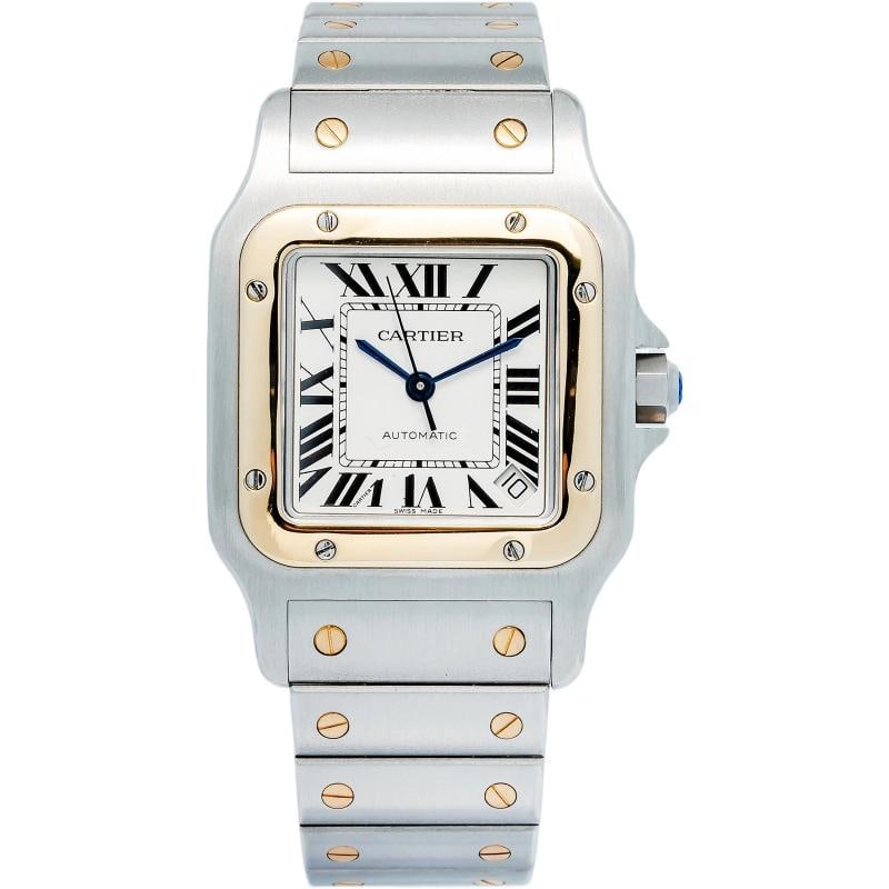Cartier Santos 2823 W20099C4 w/Card 18k YG Two Tone White Dial Auto Watch 40mm: Condition: Pre-owned - Good: This item has been gently used but is in good condition. It might have a few signs of wear, like light scratches or tarnishing. ,Brand: Cartier,WARRANTY: 1 Year,CONDITION
