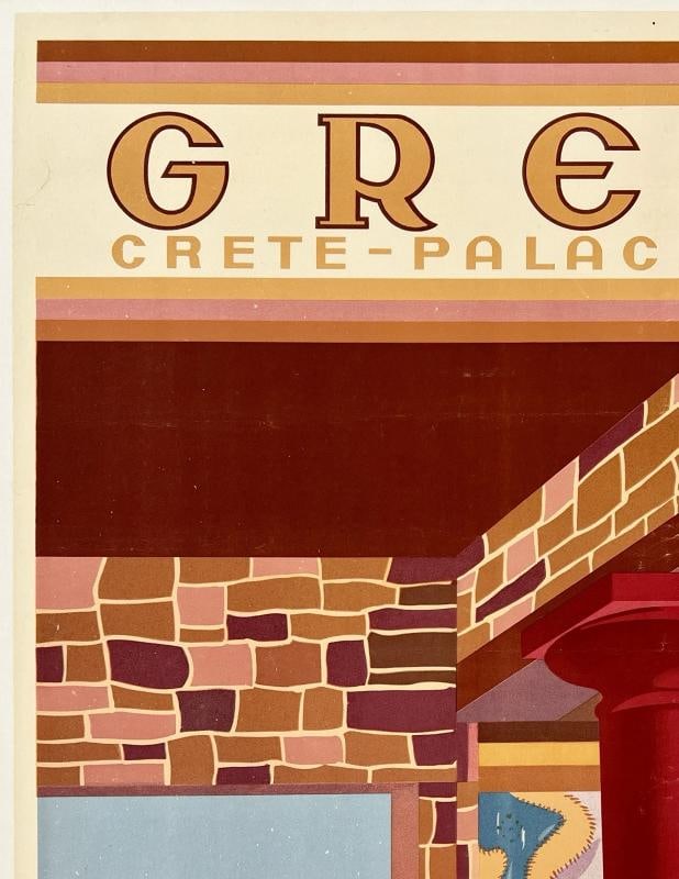 Original Vintage Poster GREECE CRETE PALACE OF CNOSSOS Greek Travel Tourism OL - 2