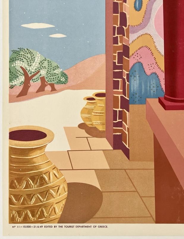 Original Vintage Poster GREECE CRETE PALACE OF CNOSSOS Greek Travel Tourism OL - 4