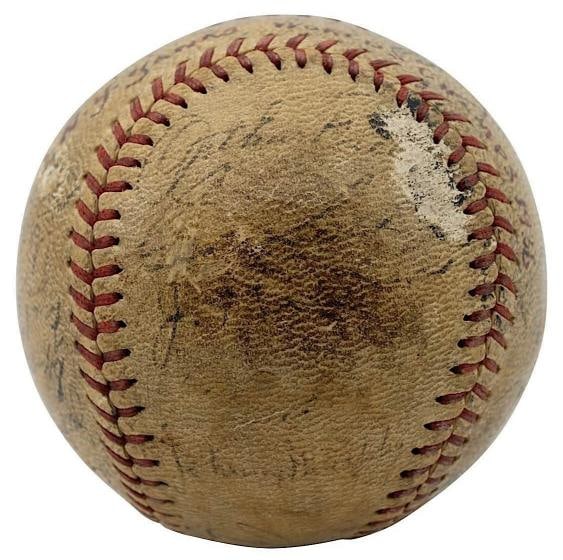 Lou Gehrig 1937 New York Yankees World Series Champs Team Signed Baseball JSA - 4