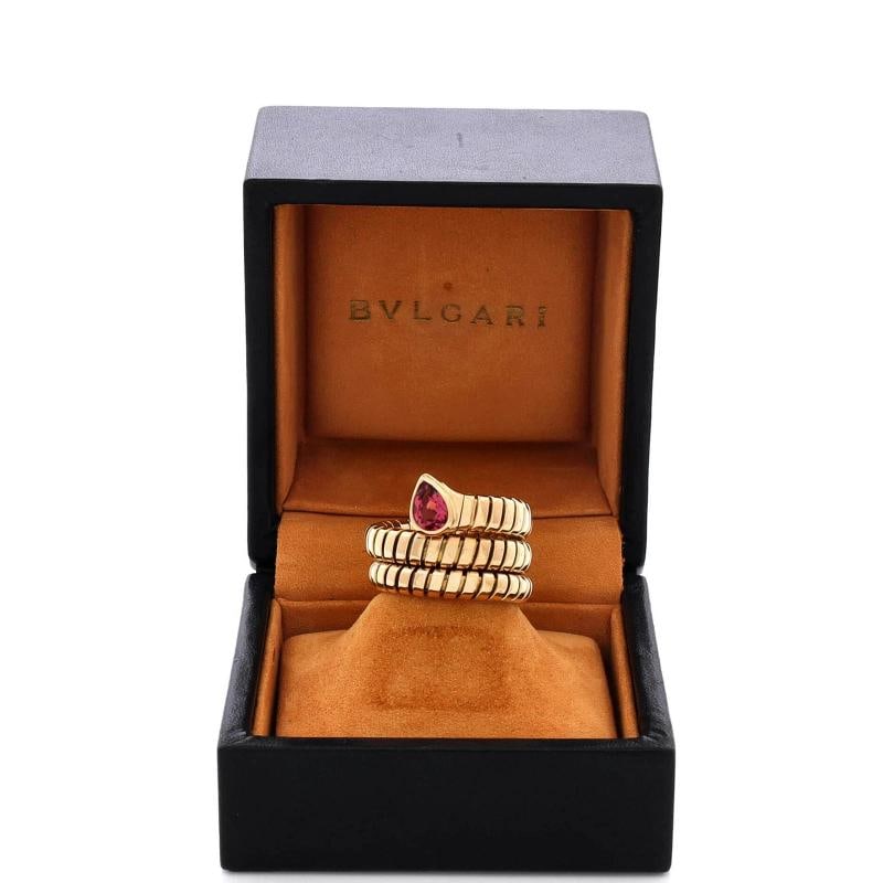 Bvlgari Serpenti Tubogas Double Wrap Ring 18K Yellow Gold with Tourmaline - 2