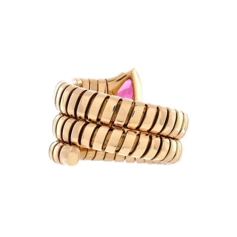 Bvlgari Serpenti Tubogas Double Wrap Ring 18K Yellow Gold with Tourmaline - 3