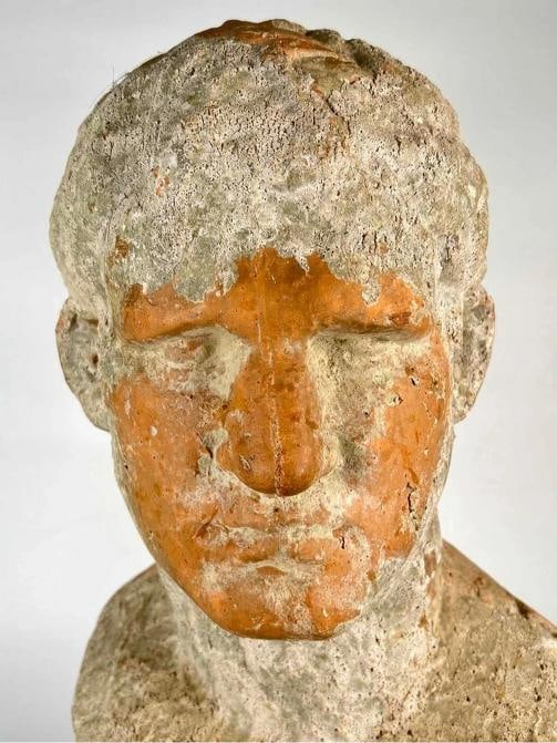 Antique Grand Tour Terracotta Bust Statue Roman General Marcus Vipsanius Agrippa - 11