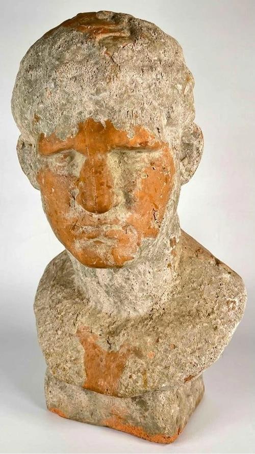 Antique Grand Tour Terracotta Bust Statue Roman General Marcus Vipsanius Agrippa - 3