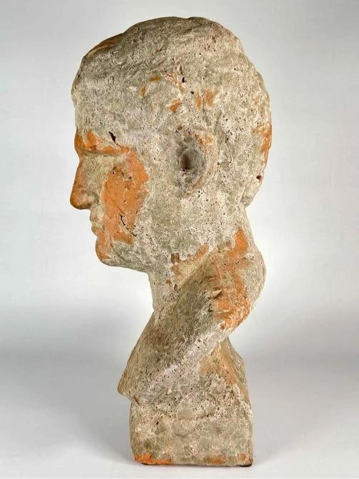 Antique Grand Tour Terracotta Bust Statue Roman General Marcus Vipsanius Agrippa - 4