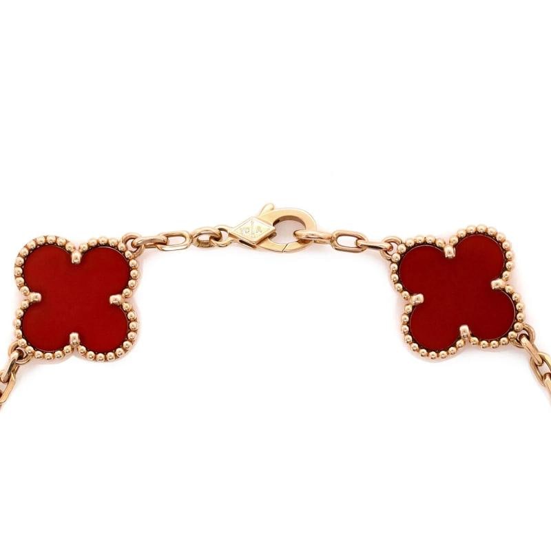 Van Cleef & Arpels Vintage Alhambra 5 Motifs Bracelet Guilloche 18K Rose Gold - 3