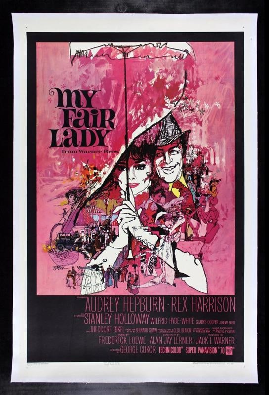 MY FAIR LADY * CineMasterpieces 1964 ORIGINAL MOVIE POSTER AUDREY HEPBURN: Object Type: Poster,Original/Reproduction: Original,Industry: Movies This is a genuine 27" x 41" U.S. one sheet ORIGINAL MOVIE POSTER issued by the studio when the film was released and meant for thea