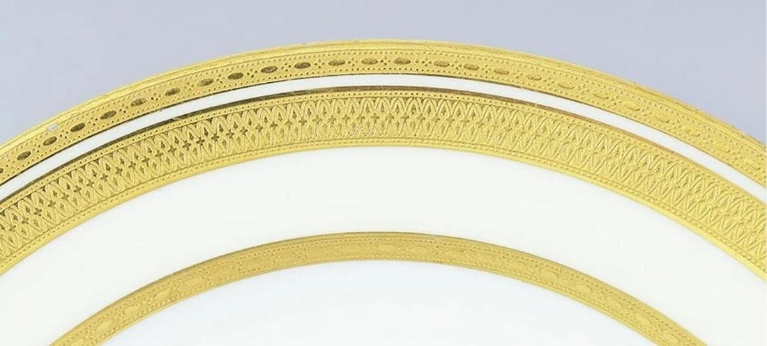 Great set 9 Tiffany & Co Lenox White Cream Gilded Luncheon Plates - 3