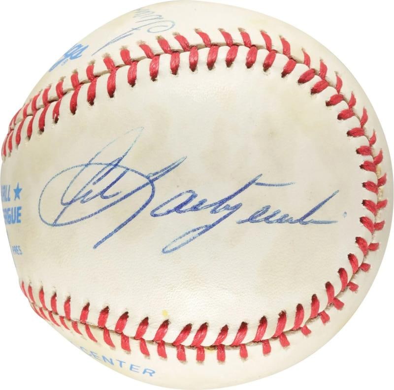 Mickey Mantle Ted Williams Carl Yastrzemski Triple Crown Signed Baseball PSA DNA - 4