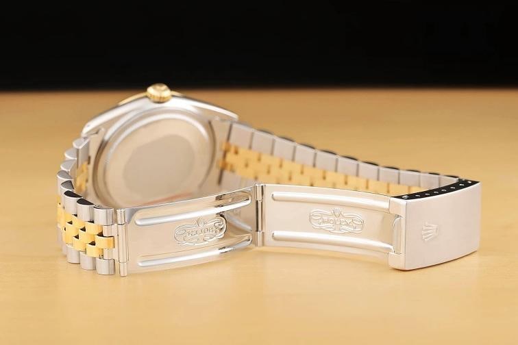 ROLEX MENS DATEJUST 16013 ICE BLUE DIAL 18K YELLOW GOLD STAINLESS STEEL WATCH - 10