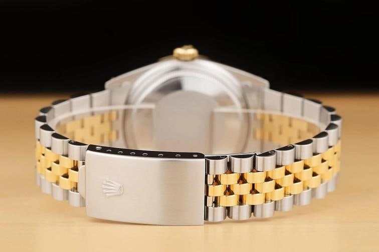 ROLEX MENS DATEJUST 16013 ICE BLUE DIAL 18K YELLOW GOLD STAINLESS STEEL WATCH - 6