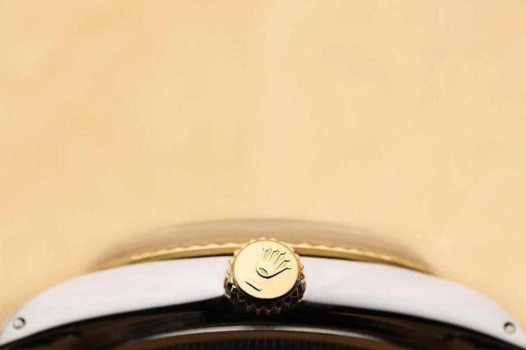 ROLEX MENS DATEJUST 16013 ICE BLUE DIAL 18K YELLOW GOLD STAINLESS STEEL WATCH - 9